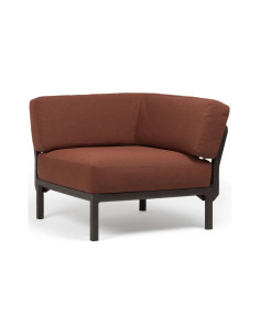 Chauffeuse d'angle en résine MAXIMO renforcé fibre de verre avec coussin cannella structure terra