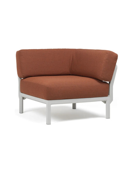 Chauffeuse d'angle en résine MAXIMO renforcé fibre de verre avec coussin cannella structure gesso