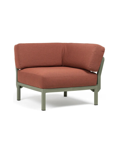 Chauffeuse d'angle en résine MAXIMO renforcé fibre de verre avec coussin cannella structure cactus