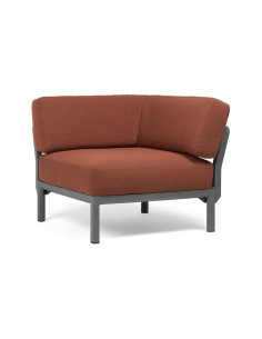 Chauffeuse d'angle en résine MAXIMO renforcé fibre de verre avec coussin cannella structure terra 2