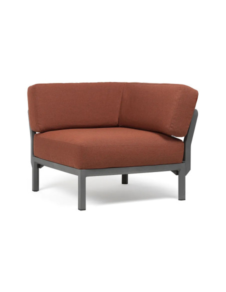 Chauffeuse d'angle en résine MAXIMO renforcé fibre de verre avec coussin cannella structure basalto