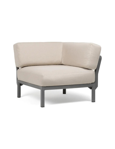 Chauffeuse d'angle en résine MAXIMO renforcé fibre de verre avec coussin perla structure basalto