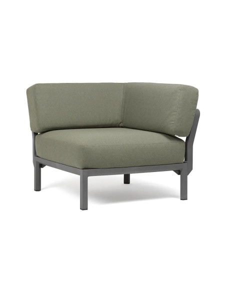 Chauffeuse d'angle en résine MAXIMO renforcé fibre de verre avec coussin timo structure basalto