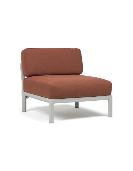 Chauffeuse en résine MAXIMO sans accoudoir renforcé fibre de verre avec coussin structure coloris gesso coussin cannella