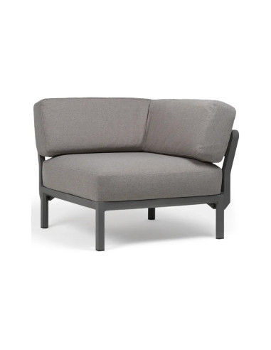 Chauffeuse d'angle en résine MAXIMO renforcé fibre de verre avec coussin lava structure basalto