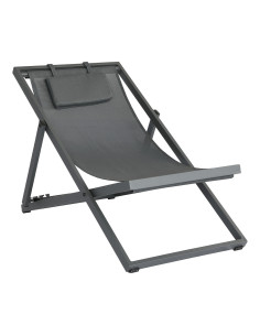 Chilienne en aluminium toile textylène noir avec repose tête