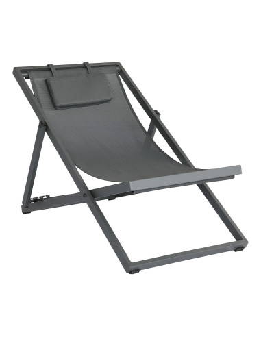 Chilienne en aluminium toile textylène noir avec repose tête