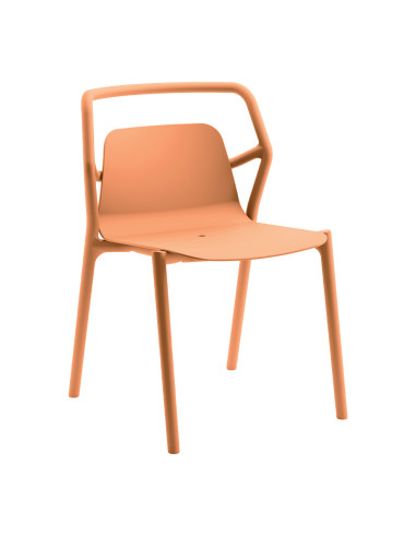 Chaise en résine MIMI fibre de verre assise et dossier pleins abricot