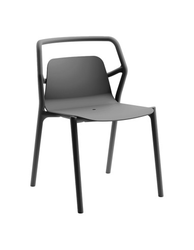 Chaise en résine MIMI fibre de verre assise et dossier pleins anthracite