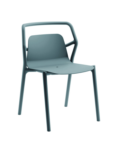 Chaise en résine MIMI fibre de verre assise et dossier pleins bleu gris