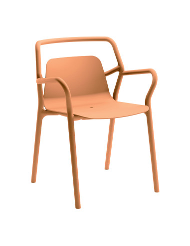 Fauteuil en résine MIMI fibre de verre assise et dossier pleins abricot