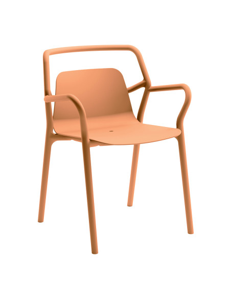 Fauteuil en résine MIMI fibre de verre assise et dossier pleins abricot