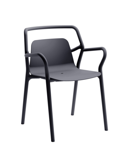 Fauteuil en résine MIMI fibre de verre assise et dossier pleins anthracite