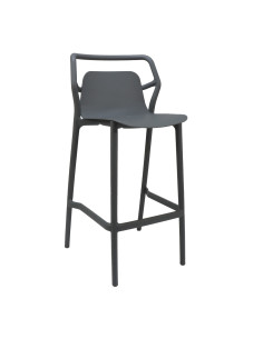 Chaise haute en résine MIMI fibre de verre assise et dossier pleins bleu gris 2