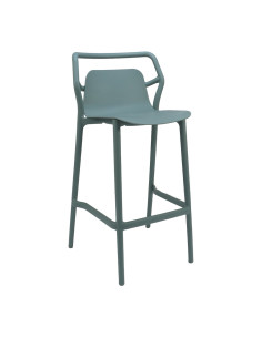 Chaise haute en résine MIMI fibre de verre assise et dossier pleins bleu gris