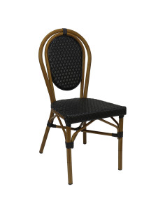 Chaise en aluminium wood brown BELLEVILLE assise et dossier tressage wicker