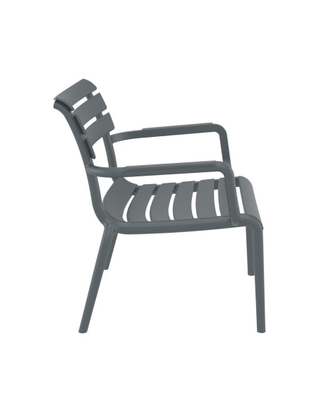 Fauteuil bas en résine PARIS dark grey renforcé fibre de verre