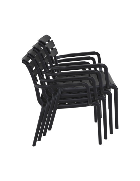 Fauteuil bas en résine PARIS noir renforcé fibre de verre