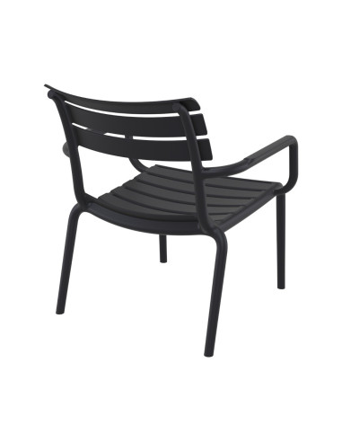 Fauteuil bas en résine PARIS noir renforcé fibre de verre