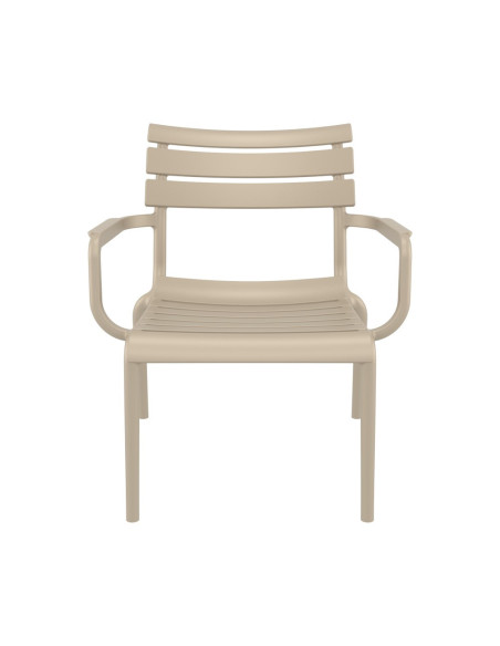 Fauteuil bas en résine PARIS taupe renforcé fibre de verre