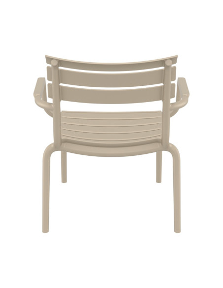 Fauteuil bas en résine PARIS taupe renforcé fibre de verre
