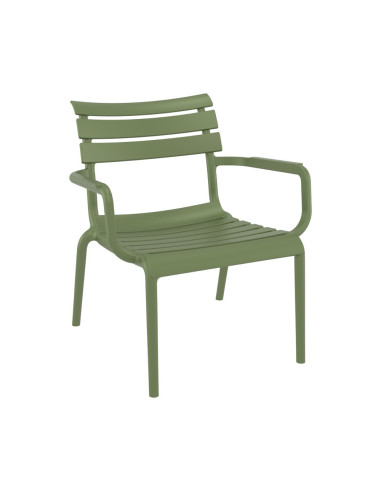 Fauteuil bas en résine PARIS vert olive renforcé fibre de verre