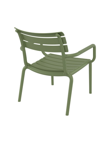 Fauteuil bas en résine PARIS vert olive renforcé fibre de verre