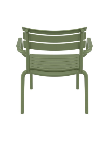 Fauteuil bas en résine PARIS vert olive renforcé fibre de verre