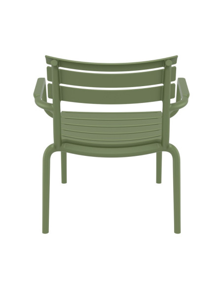 Fauteuil bas en résine PARIS vert olive renforcé fibre de verre