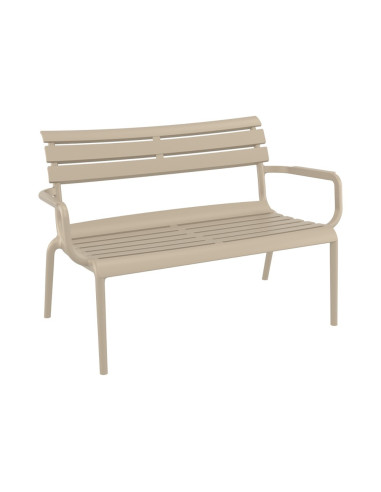 Banc en résine PARIS LOUNGE taupe renforcé fibre de verre