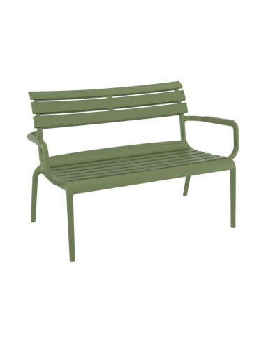 Banc en résine PARIS LOUNGE vert olive renforcé fibre de verre
