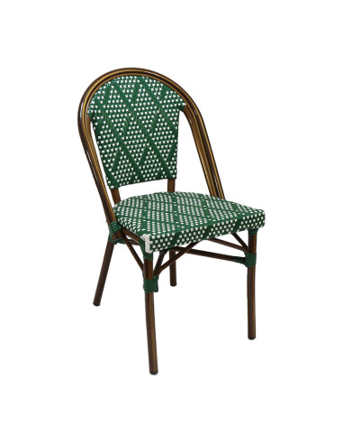 Chaise en aluminium wood brown LUTETIA assise et dossier tressage wicker