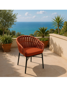 Fauteuil en aluminium JAKARTA tissu rope terracotta 2