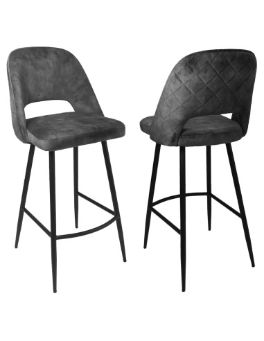 Chaise haute en métal époxy noir MELINE assise et dossier tissu 2