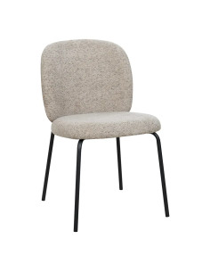 Chaise AKITA en métal noir assise et dossier tapissés venus taupe