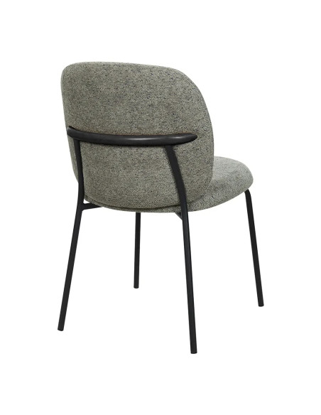 Chaise AKITA en métal noir assise et dossier tapissés venus forest 2