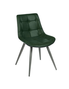 Chaise en métal anthracite LOVE assise et dossier capitonnés vert