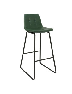 Chaise haute en métal anthracite LOVE assise et dossier capitonnés vert