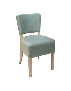 Chaise en bois hêtre massif naturel VIVALDI assise et dossier tissu enduit artic