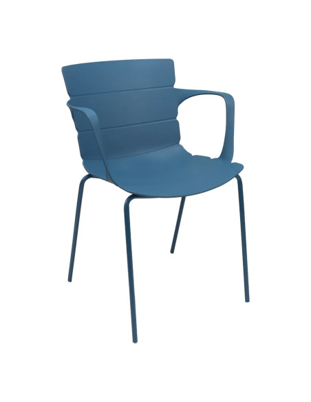 Fauteuil ROMA structure acier et coque polypropylène bleu