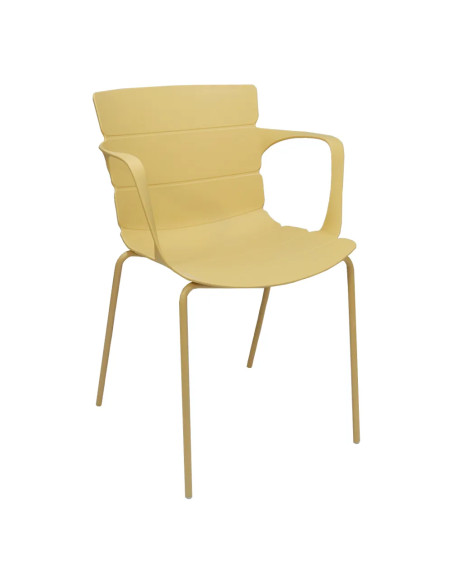 Fauteuil ROMA structure acier et coque polypropylène moutarde clair