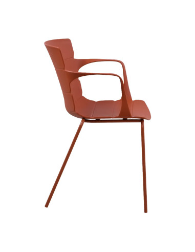 Fauteuil ROMA structure acier et coque polypropylène terracotta foncé
