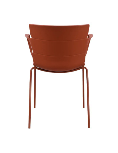 Fauteuil ROMA structure acier et coque polypropylène terracotta foncé