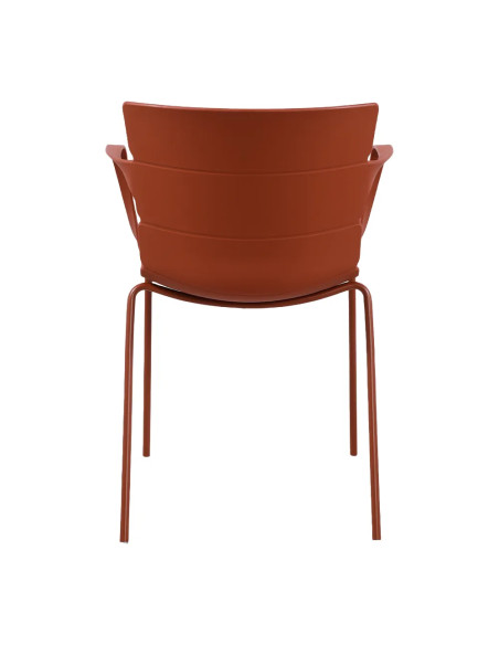 Fauteuil ROMA structure acier et coque polypropylène terracotta foncé