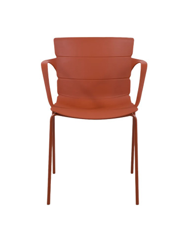 Fauteuil ROMA structure acier et coque polypropylène terracotta foncé