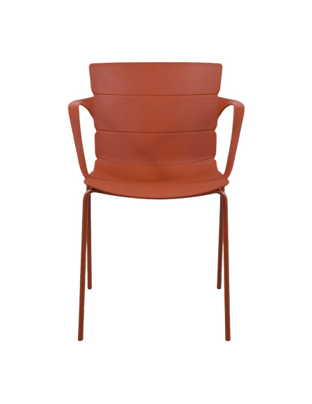 Fauteuil ROMA structure acier et coque polypropylène terracotta foncé