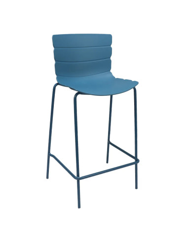 Chaise haute ROMA structure acier et coque polypropylène bleu