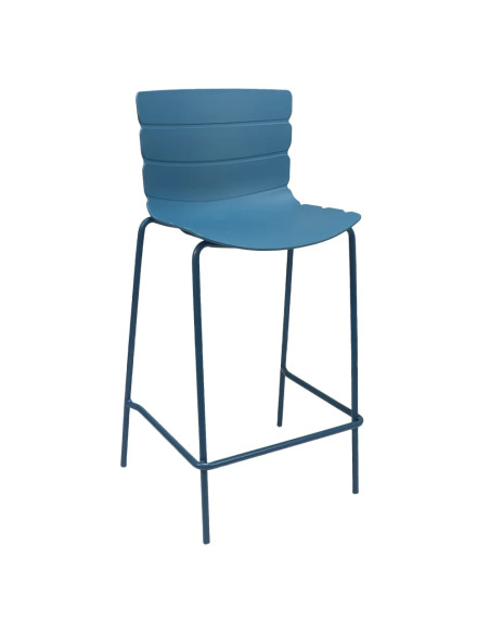 Chaise haute ROMA structure acier et coque polypropylène bleu