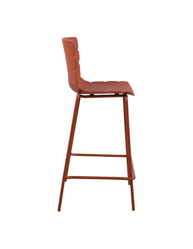 Chaise haute ROMA structure acier et coque polypropylène terracotta foncé