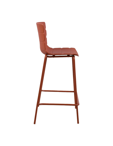 Chaise haute ROMA structure acier et coque polypropylène terracotta foncé